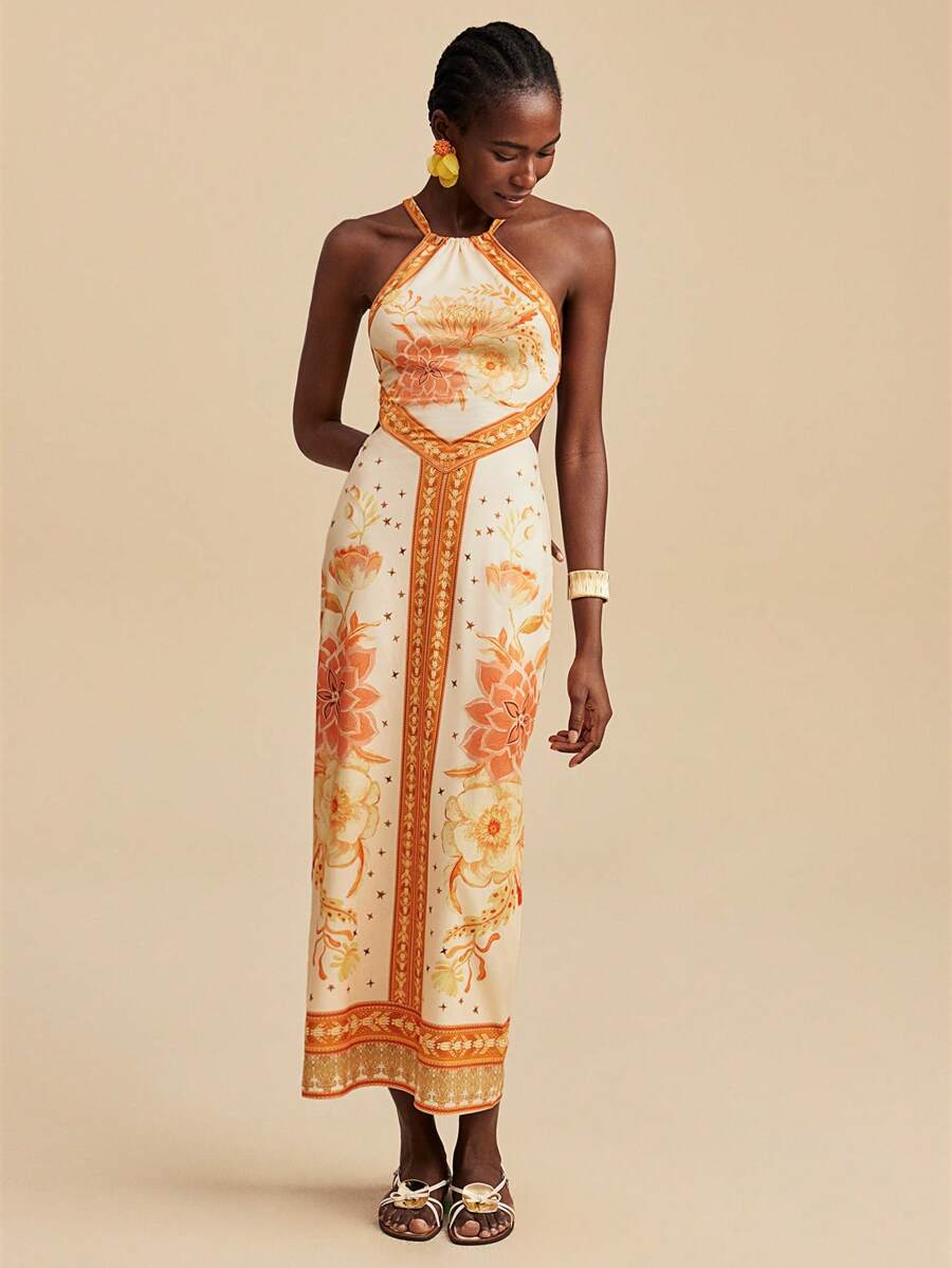 Summer White Halter Lace up Strapless Sexy Sleeveless Dress