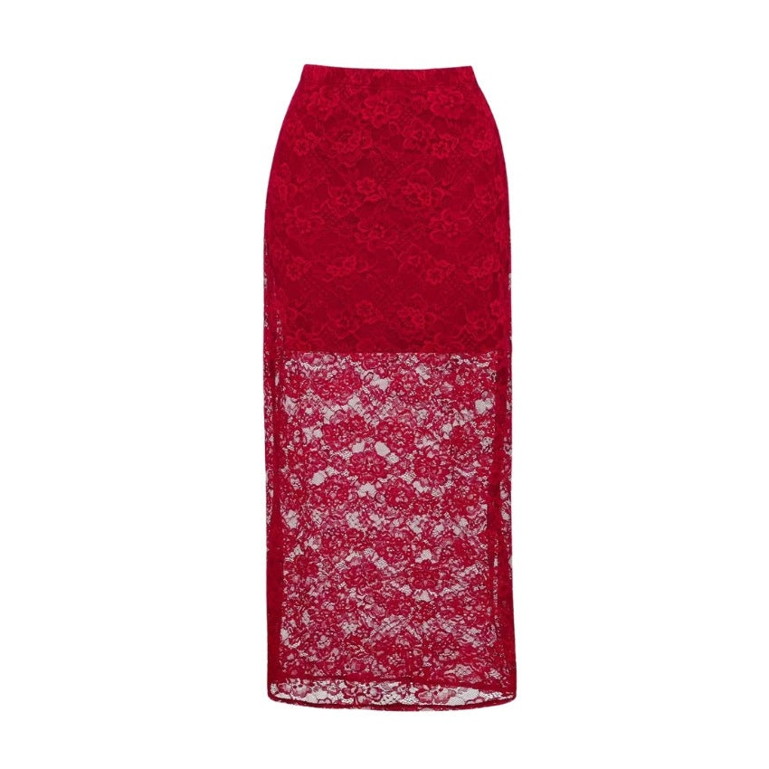 Swimsuit Red Sexy Lace One Piece Swimsuit Women Maxi Skirt