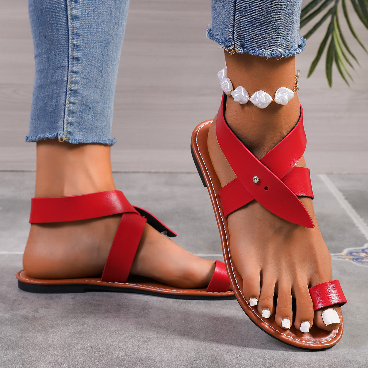 Toe Covering Belt Buckle Flat Sandals Women Arrival Multi Color European Size Beach Sandals