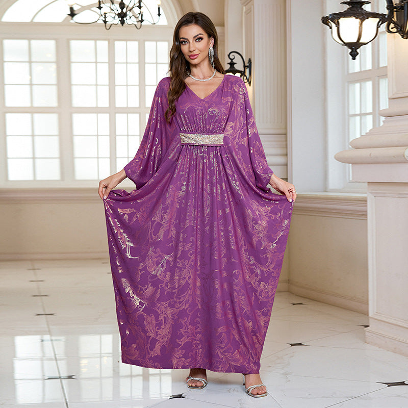 Bronzing Rayon Vacation Beach Outer Wear Maxi Dress Women Loose Robe Beach Cover Up