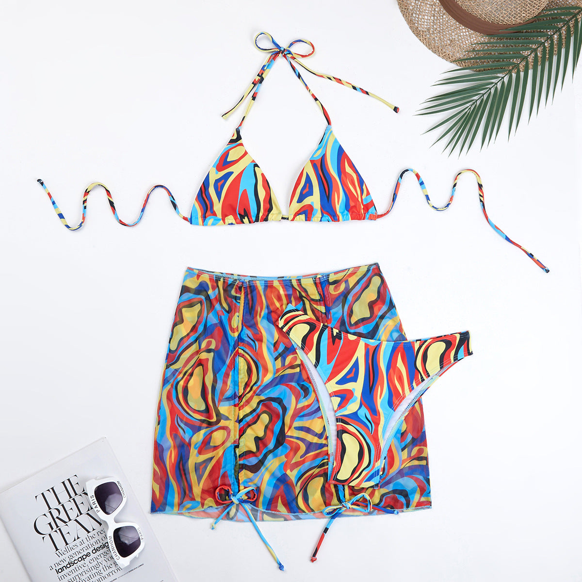 Swimsuit Women Split Three Piece Tie Dyed Printed Bikini Swimsuit