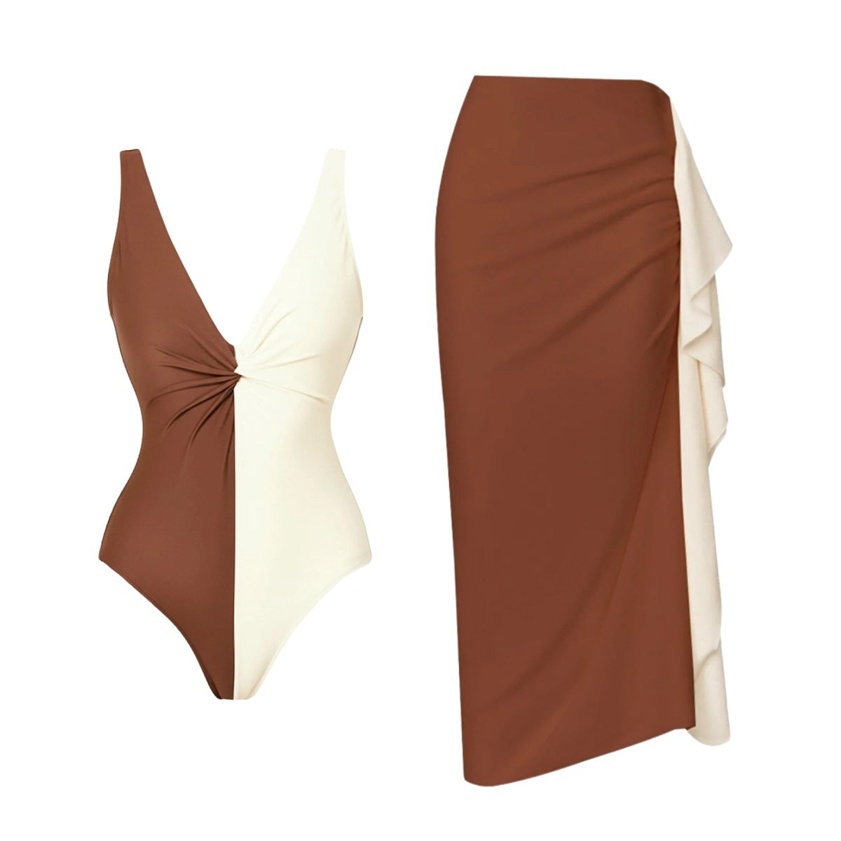 Swimsuit Color Matching Simple High Sense One Piece Swimsuit Set