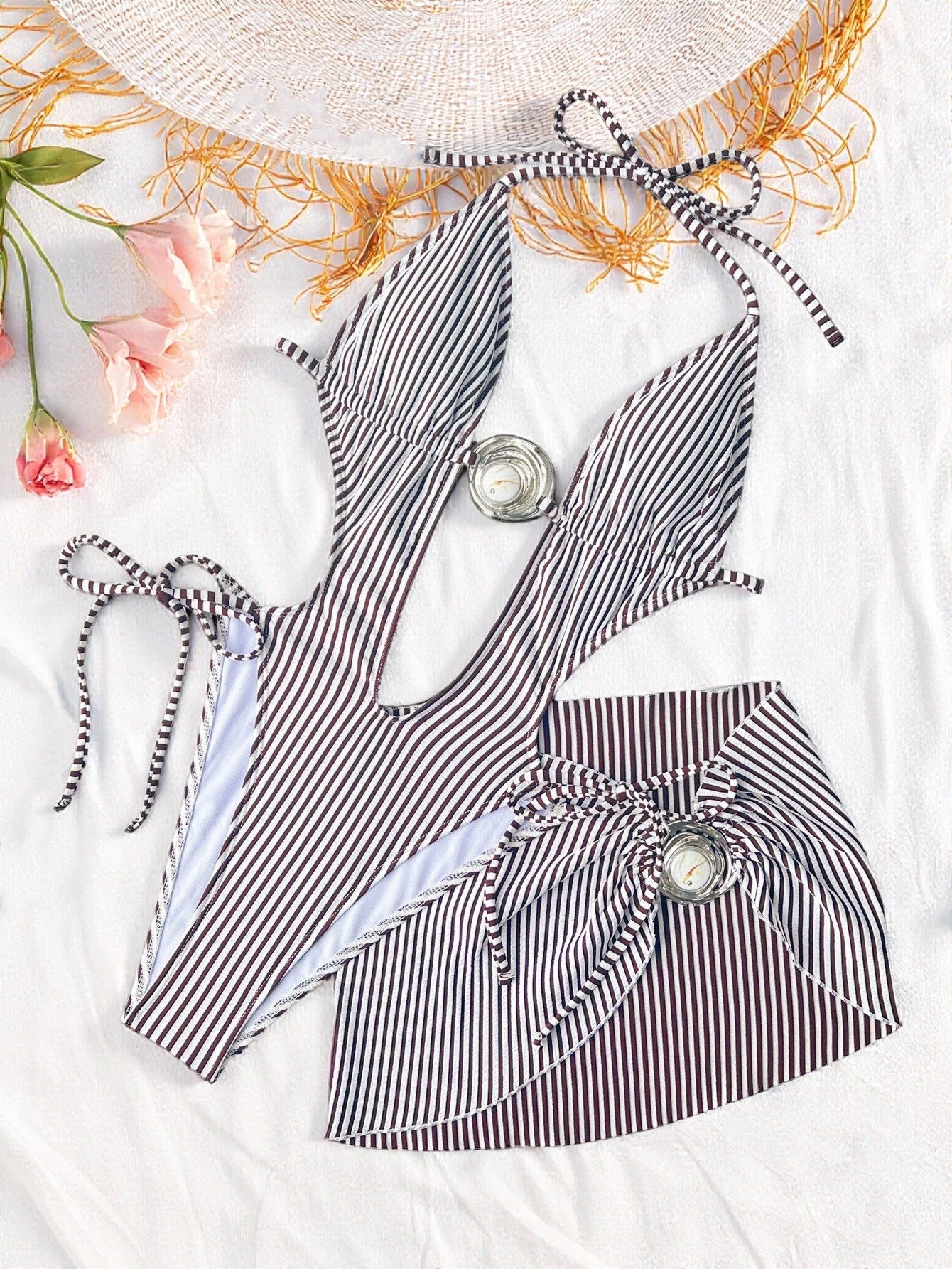 Bikini Double One Piece Swimsuit Sexy Bikini Swimsuit Women Swimming Neck Hanging Strap