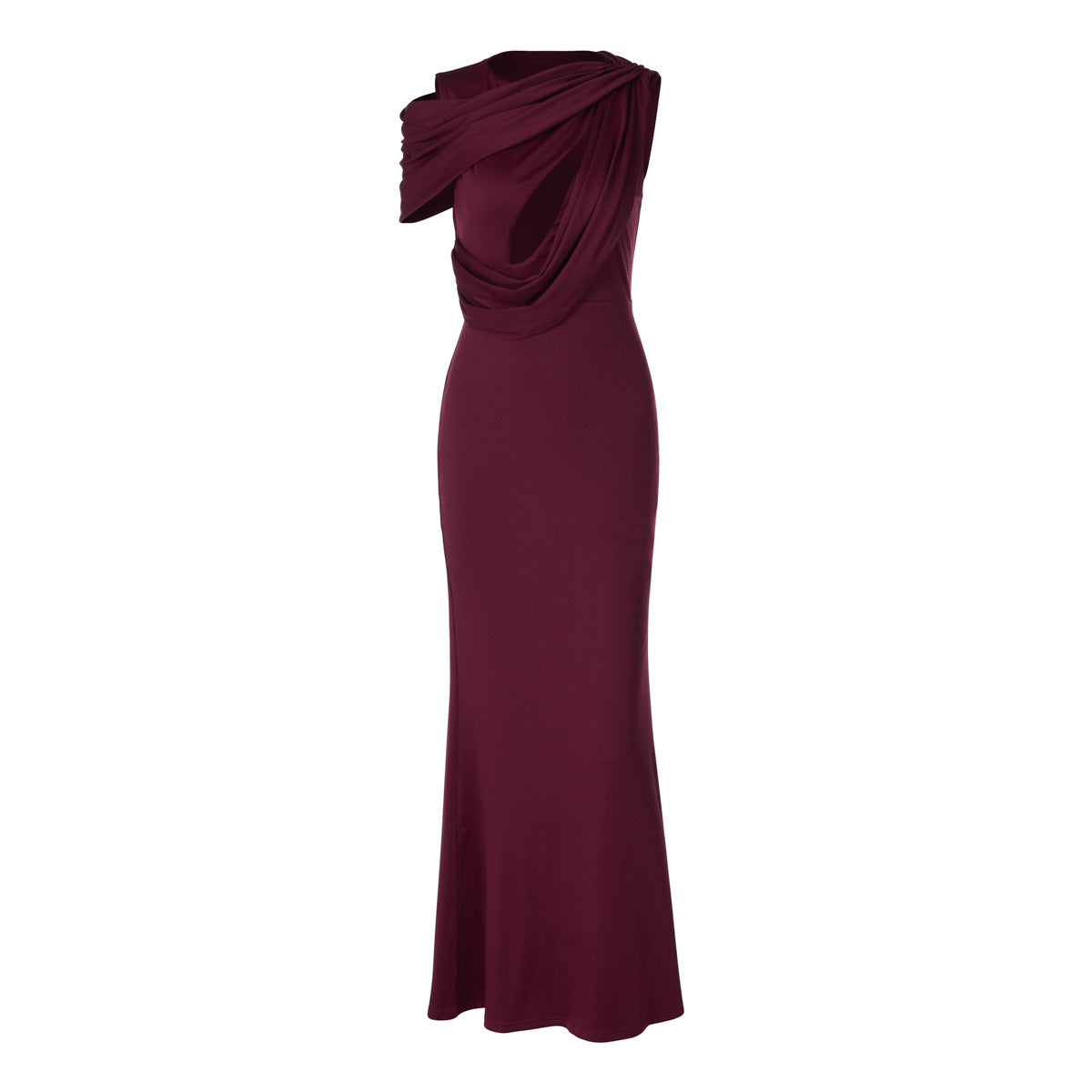 French Hollow Out Cutout Sheath Sleeveless Elegant Sexy Dress Summer Slim Solid Color Maxi Dress