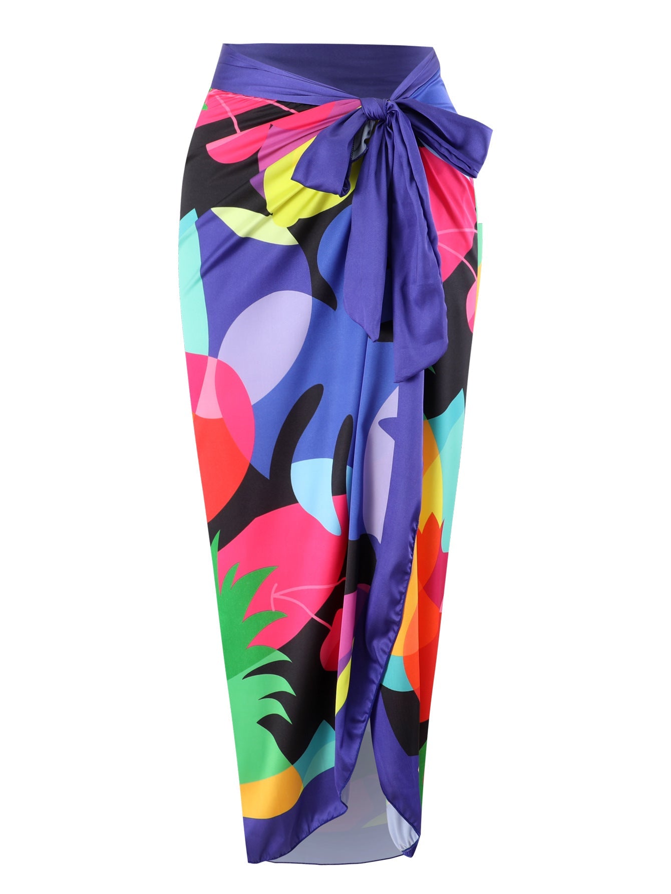 Two Piece Set Swimsuit Cross Belly Covering Printed Backless Sheath Dress Swimsuit