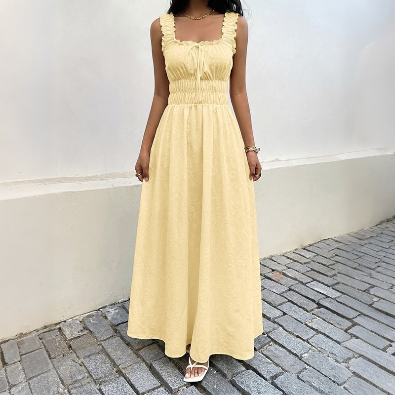 Summer Sleeveless Square Collar Dress Dress Seaside Holiday Cami Dress Women
