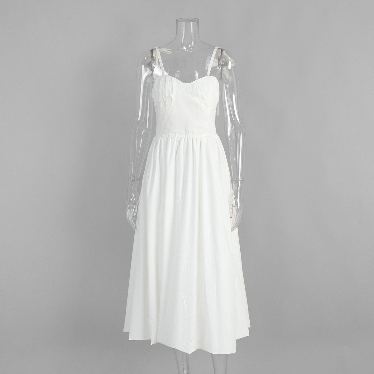 Cotton Sling Balloon Dress Summer Tight Waist Bubble Swing Dress Pure Cotton Dress Women
