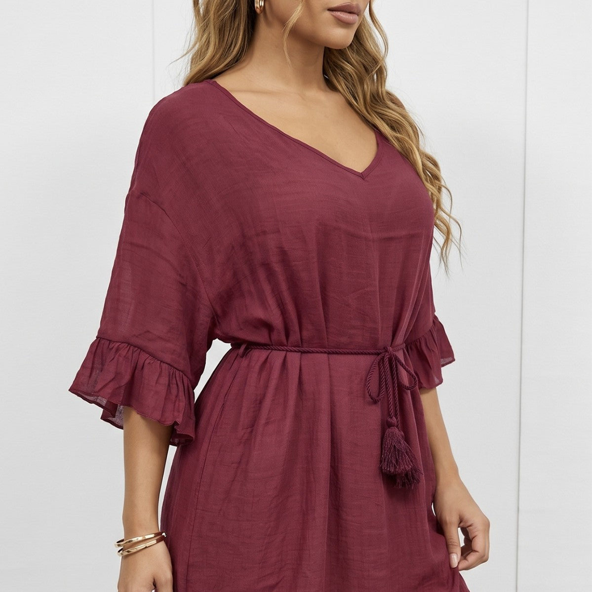 Beach Women Dress Clothing Sexy Backless Deep V Plunge Ruffled Beach Dress Loose Bikini