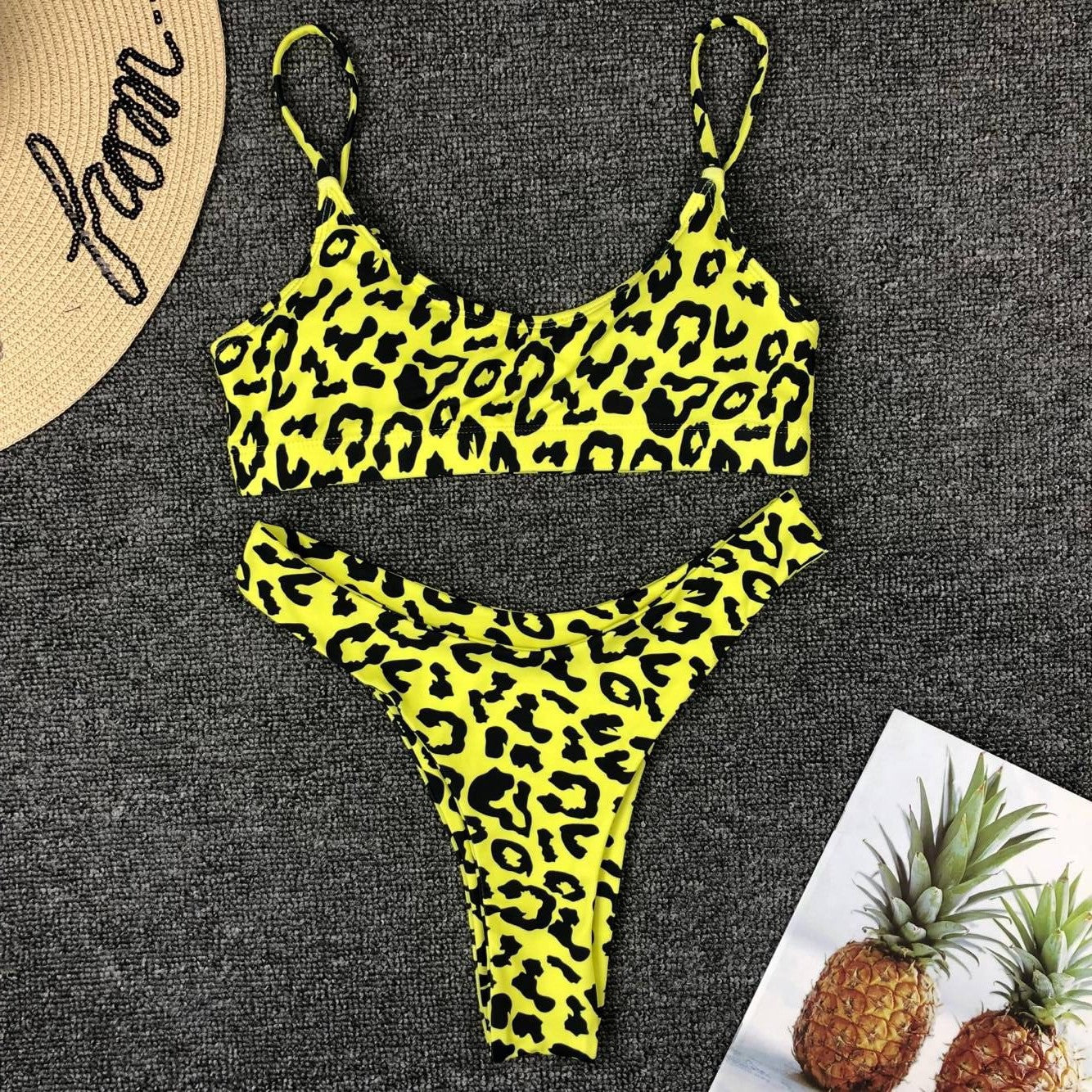 Women Seperated Swimwear Sexy Leopard Print Bikini Push up