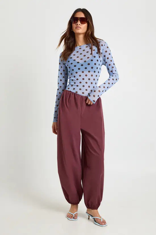 Simple Dot Mesh See through Niche Slim Fit Long Sleeve round Neck Top Bottoming Shirt Women Clothing