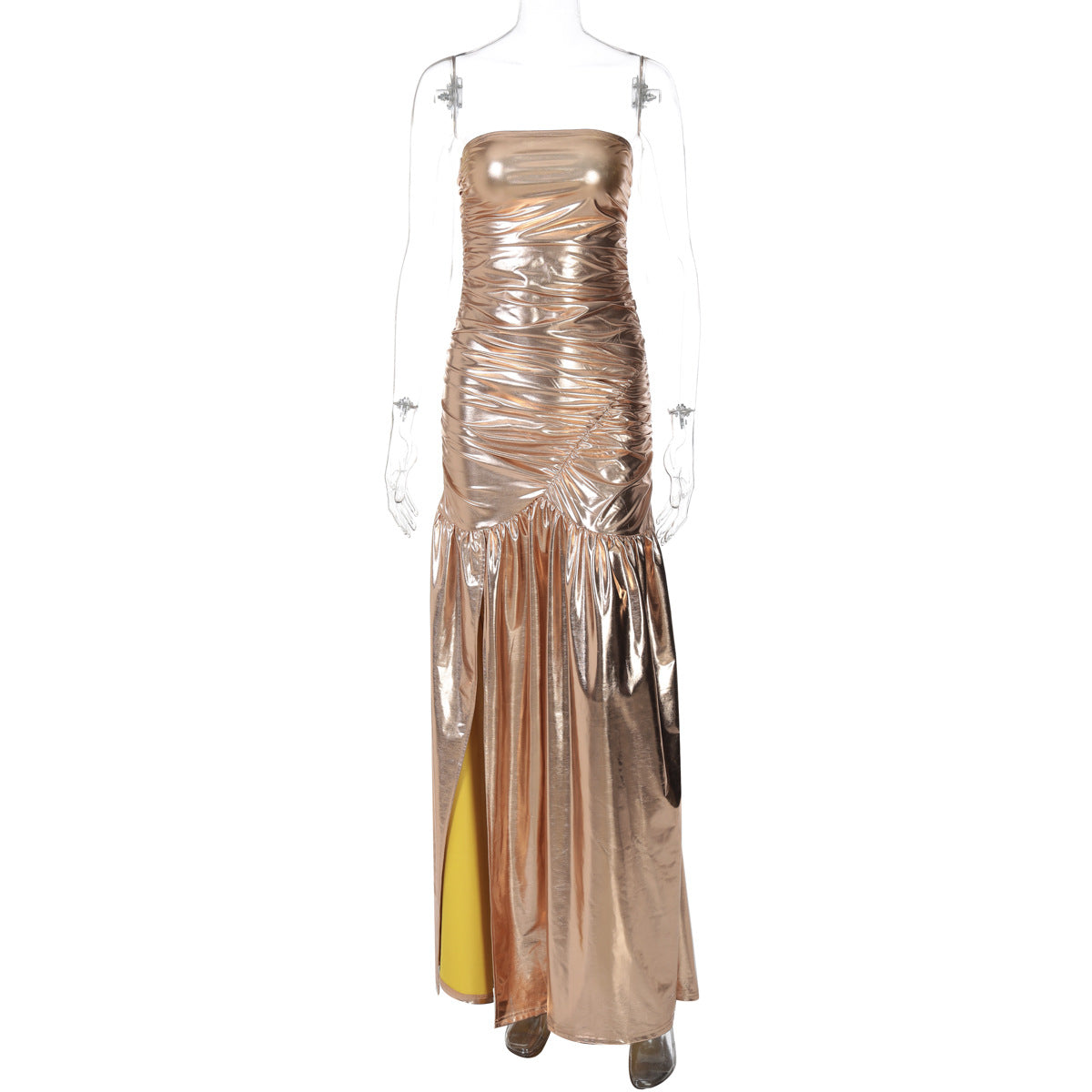 Summer Women Solid Color Sexy Slit Slim Tube Top Dress