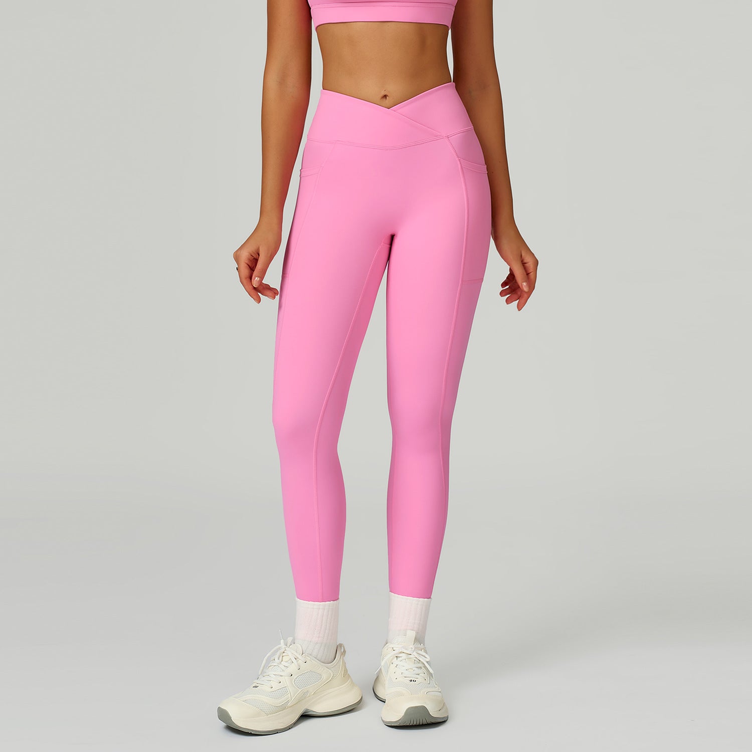 Nude Feel High Waist Yoga Pants Cross Waist Fitness Yoga Pants Women Outdoor Sports Running Tights