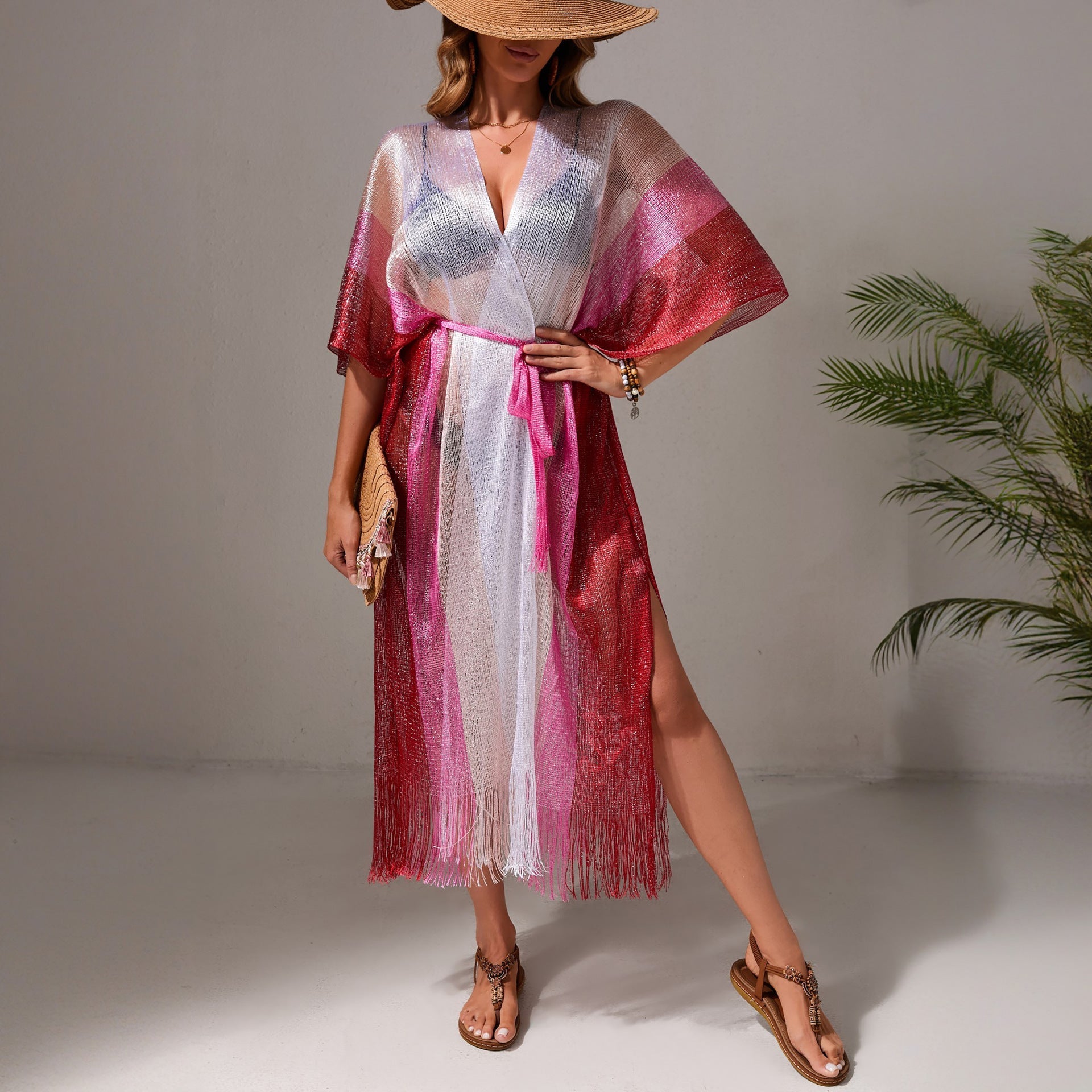 Beach Dress Women Casual Vacation Gradient Bikini Swimsuit Blouse Sun Protective Clothing Cardigan