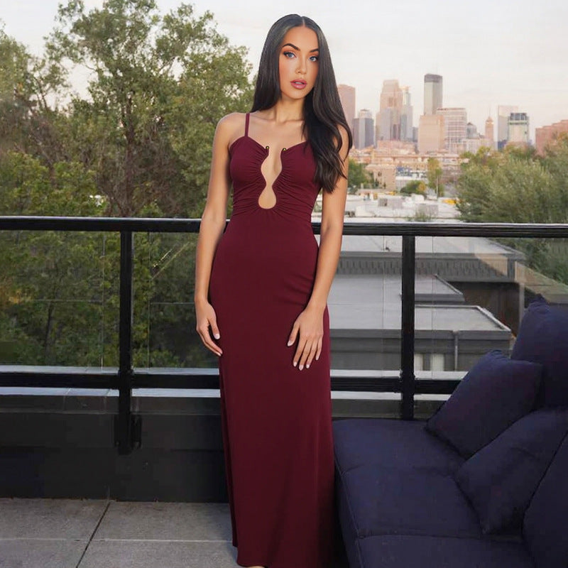 Women Clothing Sexy Cutout Slim Fit Backless Camisole Dress for Women