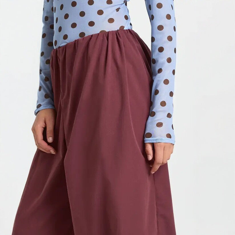 Simple Dot Mesh See through Niche Slim Fit Long Sleeve round Neck Top Bottoming Shirt Women Clothing