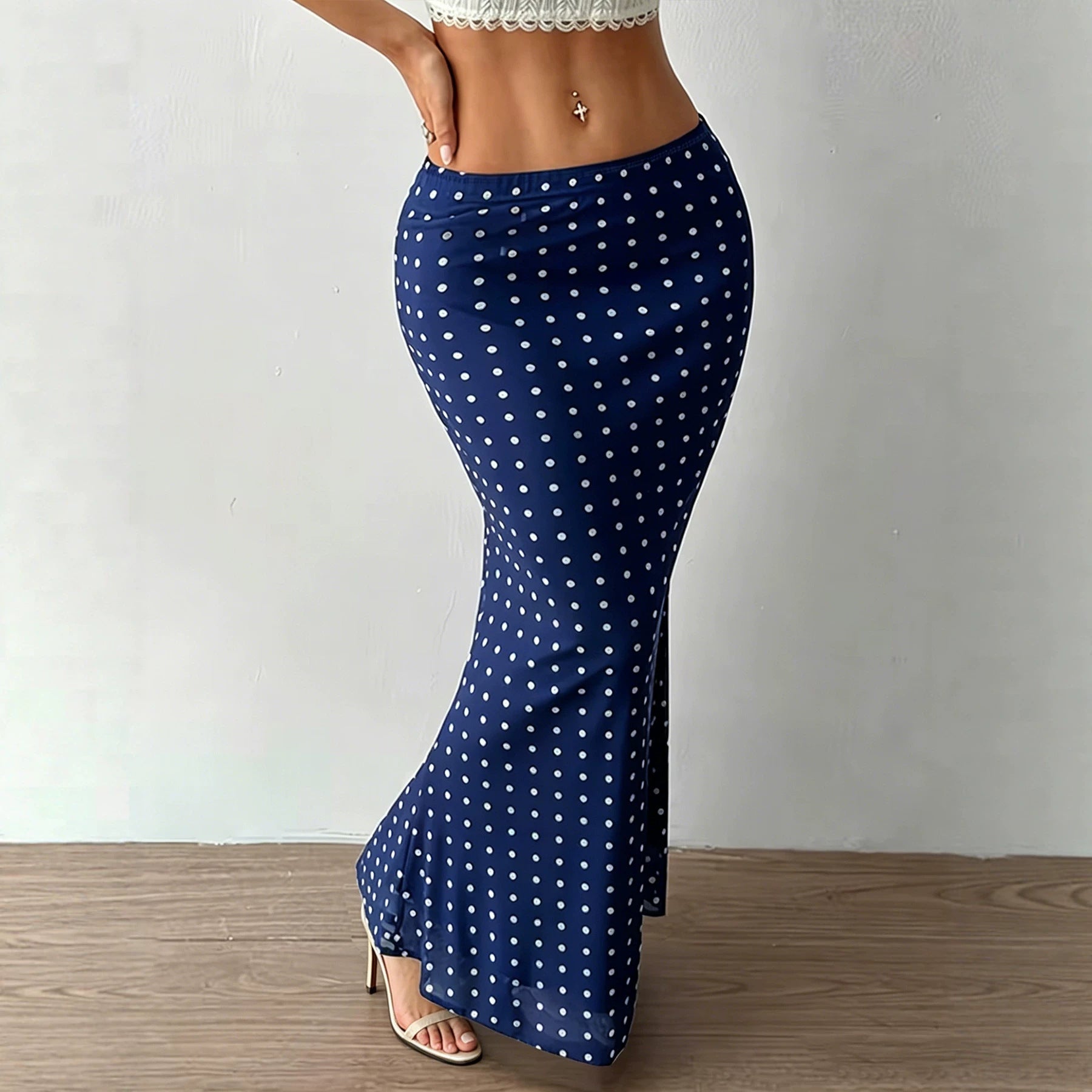 Summer Women Clothing Sexy Dot Mesh Skirt Slim Fit Sheath Skirt