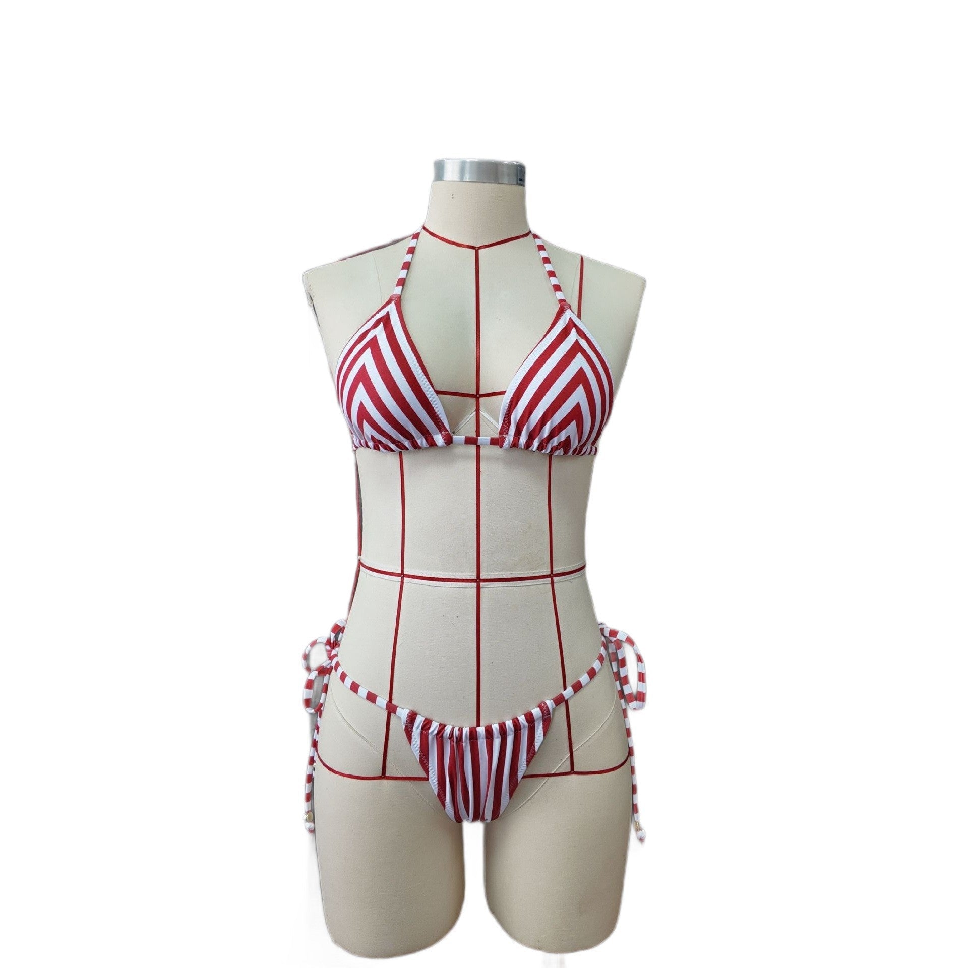 Striped Printed Split Bikini Women Sexy Three Point Bikini Skirt Set