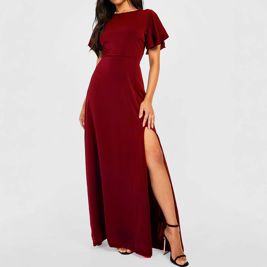 Spring Summer Sexy Girls Elegant High Sense Split Dress Women