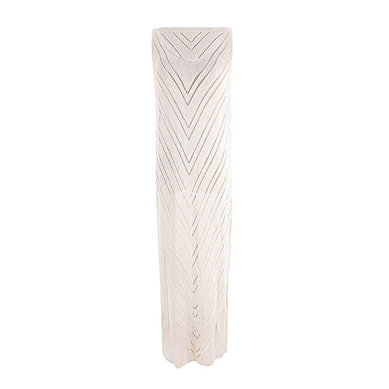 Sexy Backless Dress Solid Color Knitted Vest Maxi Dress Beach Sun Protection Swimsuit Outwear Blouse Crochet hook