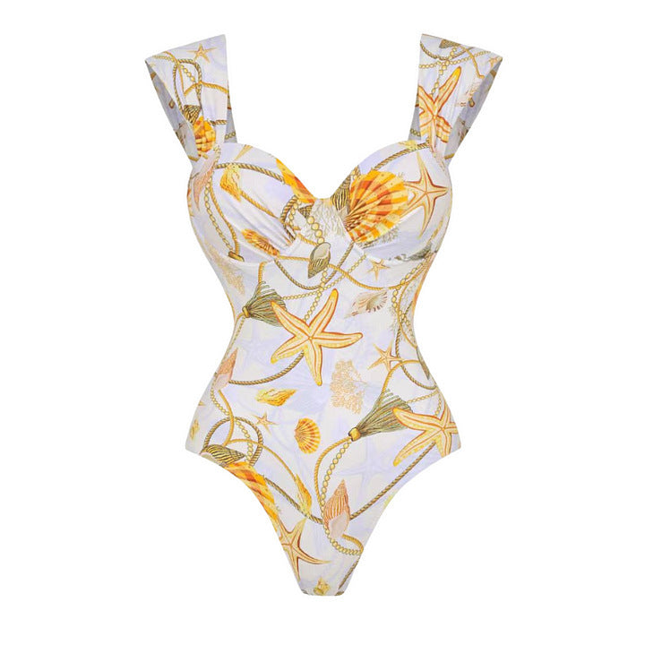 Swimsuit Hard Bag Shell Print Beach Vacation Swimsuit Set Women