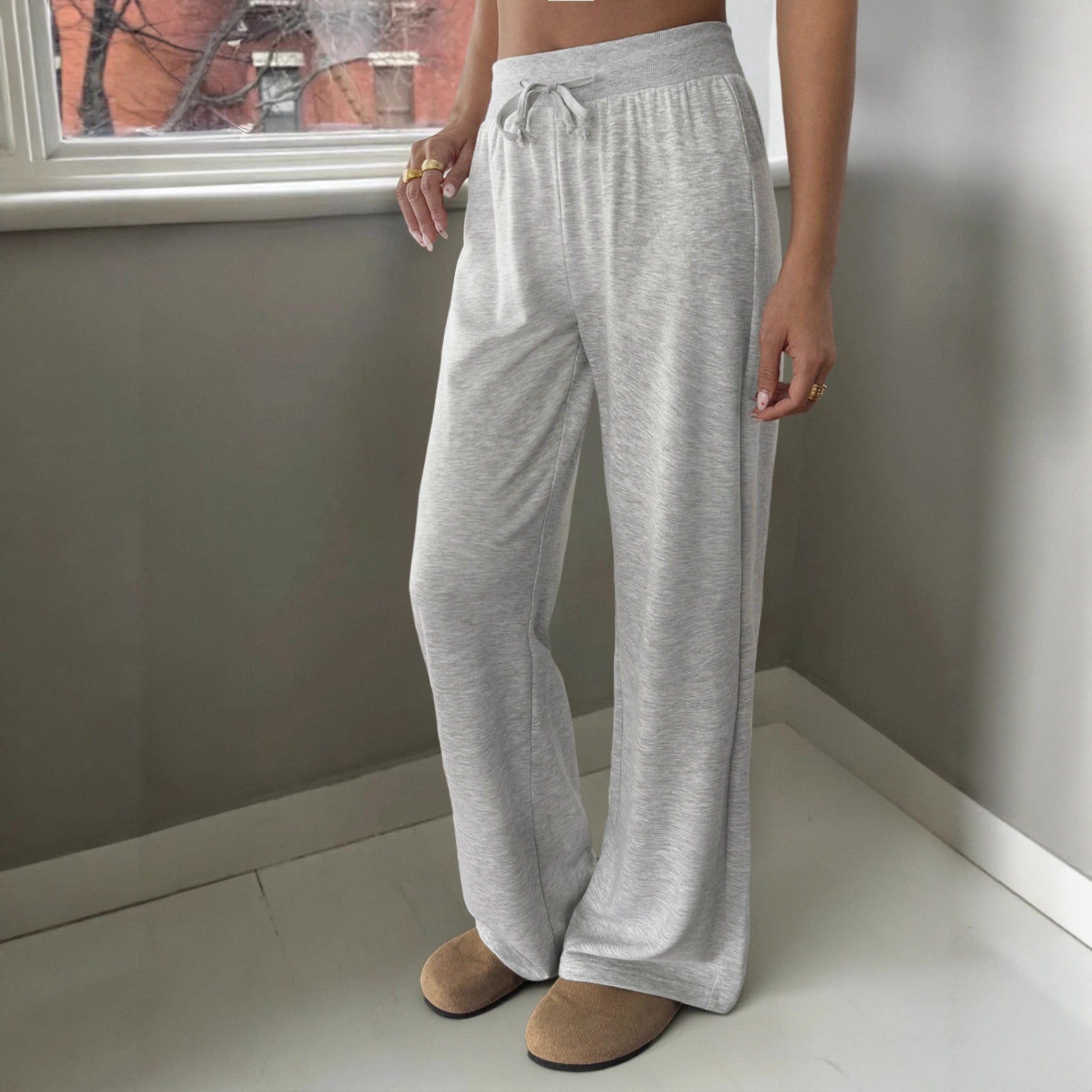 Sexy Solid Color Drawstring Trousers Pants Women Clothing Spring Summer