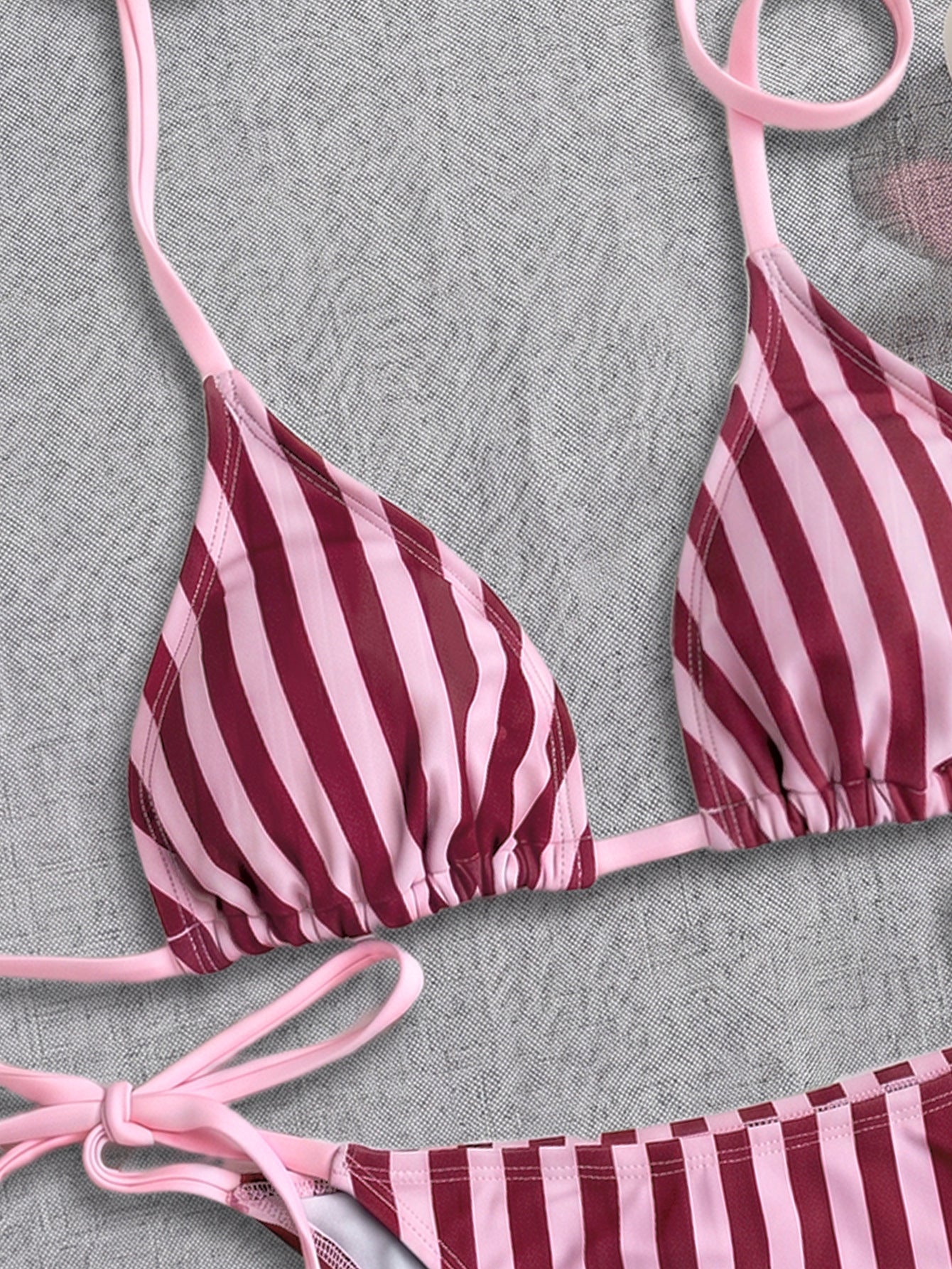 Women Striped Printed Bikini Halter Strap Sexy Split Bikini Seaside Swimwear