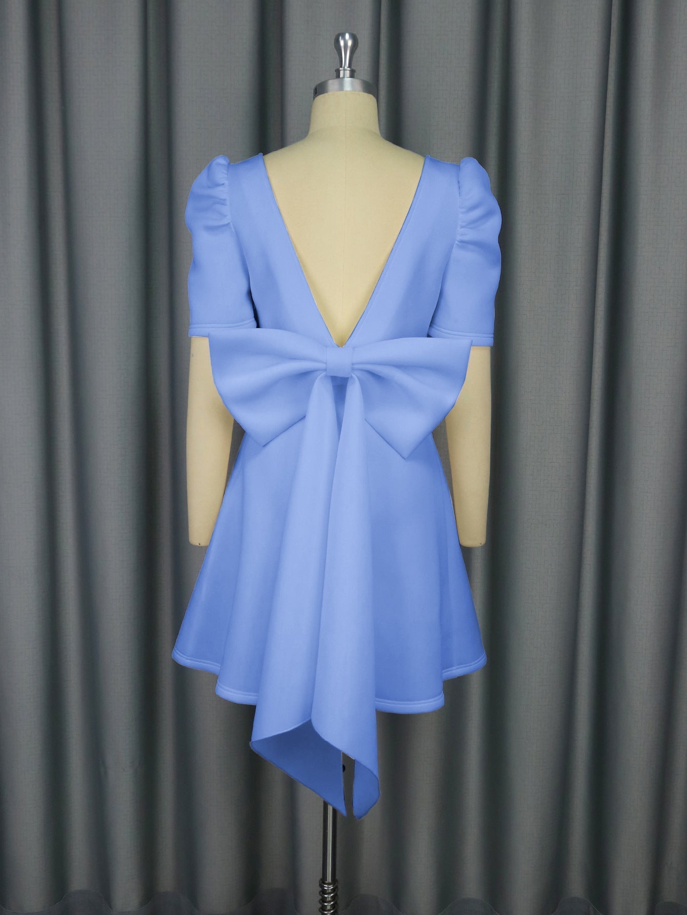 Summer Elegance Square Collar Dress Party Cocktail Bow Backless Graduation Dress
