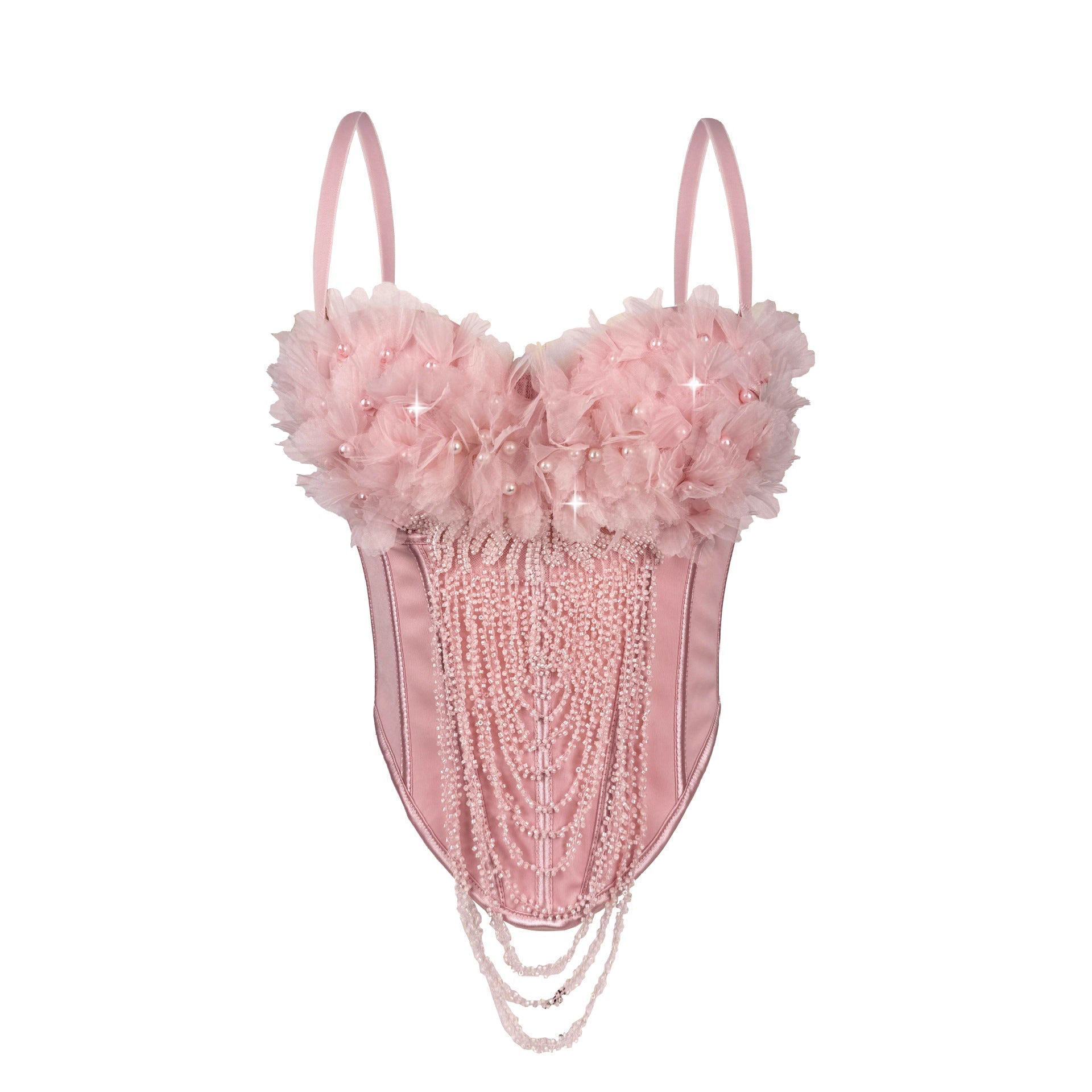 Arrival Handmade Floral Tassel Suspender Vest Sexy Backless Tube Top Outer Wear Boning Corset Corset Body Shaping