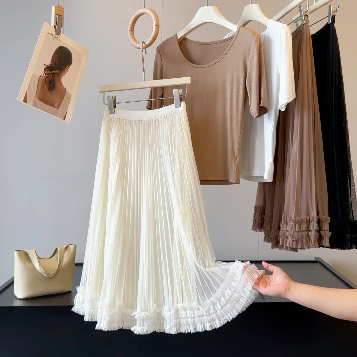 Tree Fungus like Lacework Skirt Women Summer High Waist Stitching A line Western Puffy Fairy Skirt