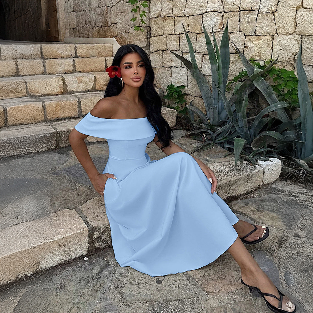 Women Spring Summer Dress Elegant Tube Top Maxi Dress