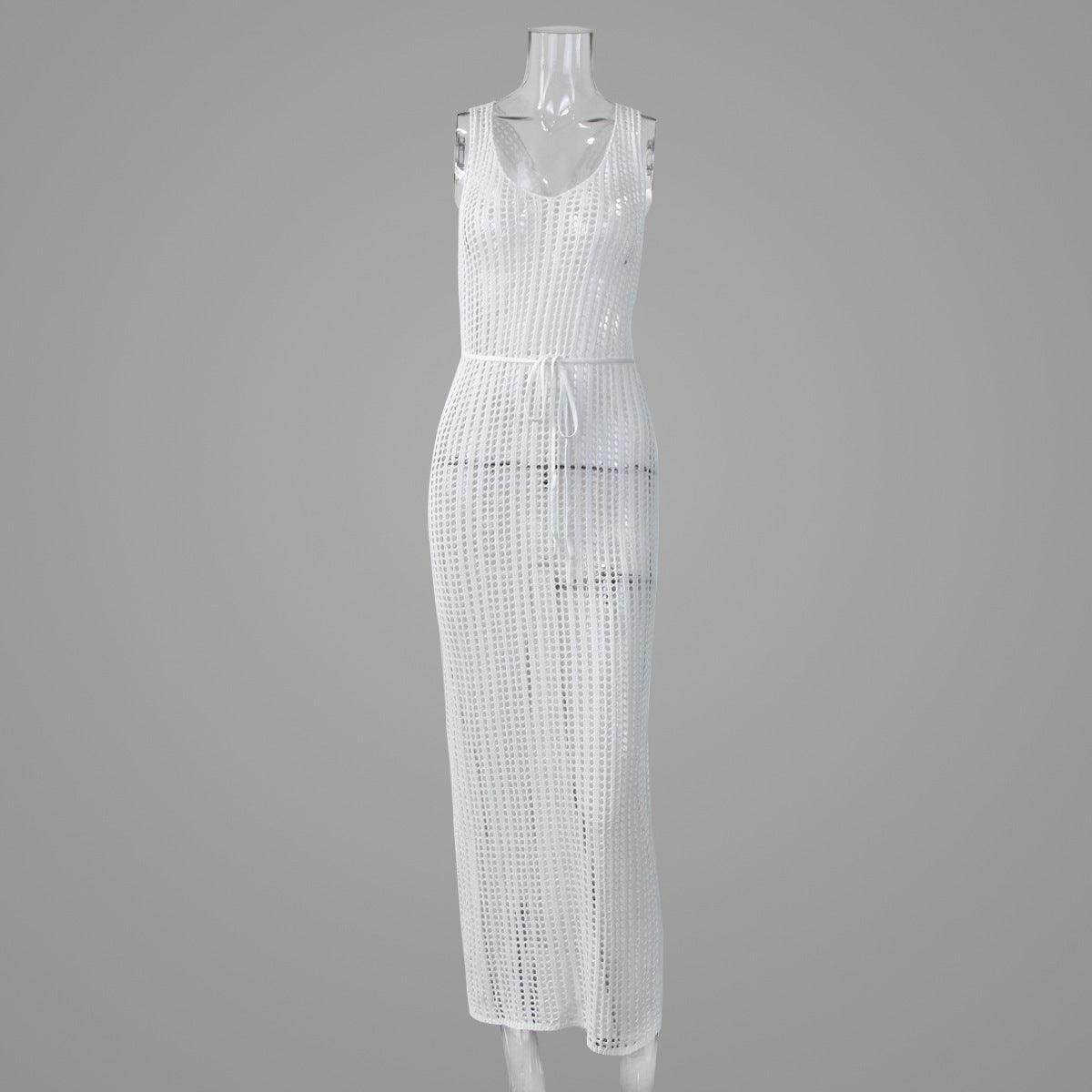Vacation Beach Blouse Hollow Out Cutout Backless Knitted Dress Women