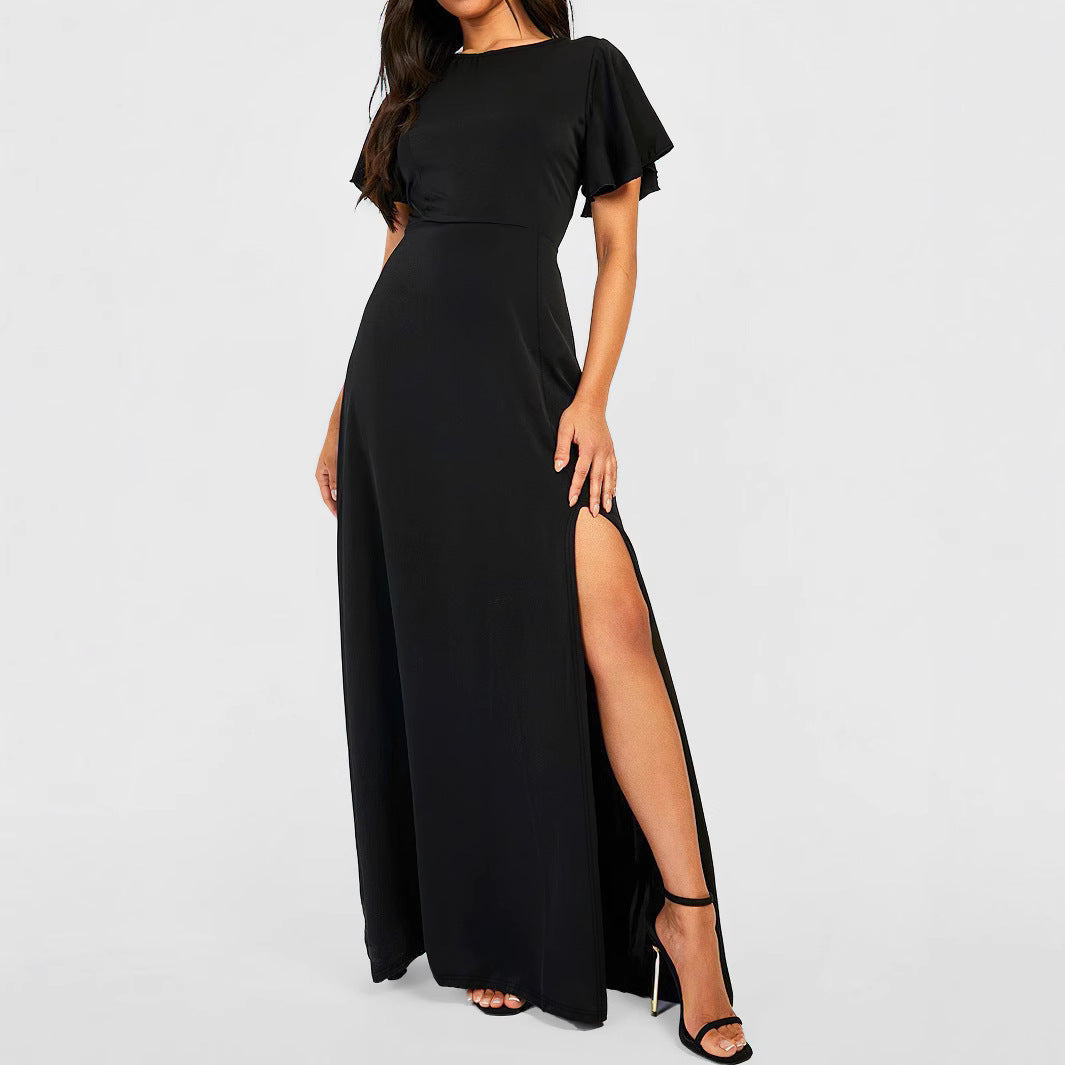 Spring Summer Sexy Girls Elegant High Sense Split Dress Women