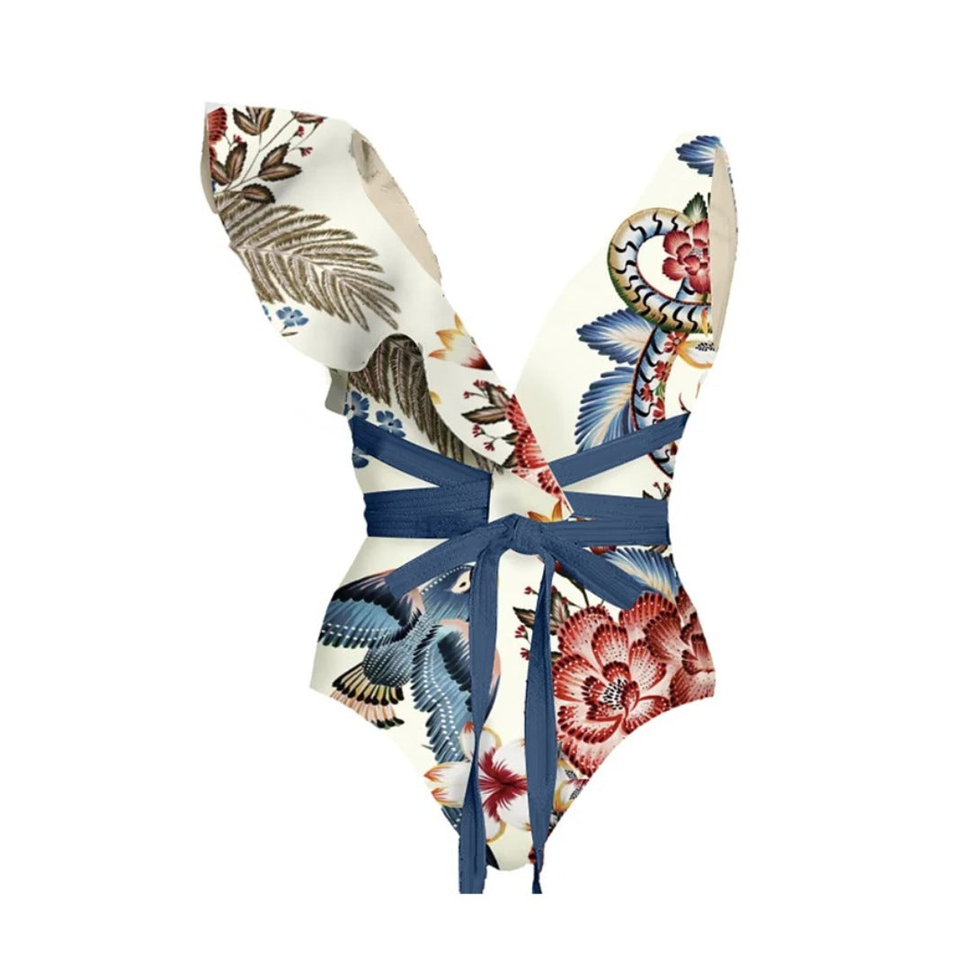 One Shoulder Ruffled Strap One Piece Swimsuit Women Set Dress Swimsuit