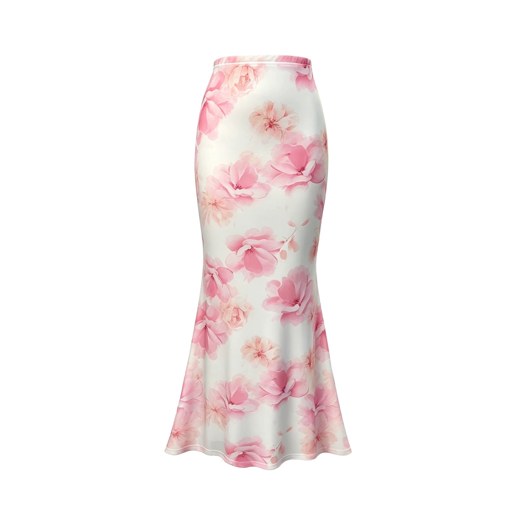 Summer Women Sexy Slim Vacation Mesh Floral Fishtail Skirt