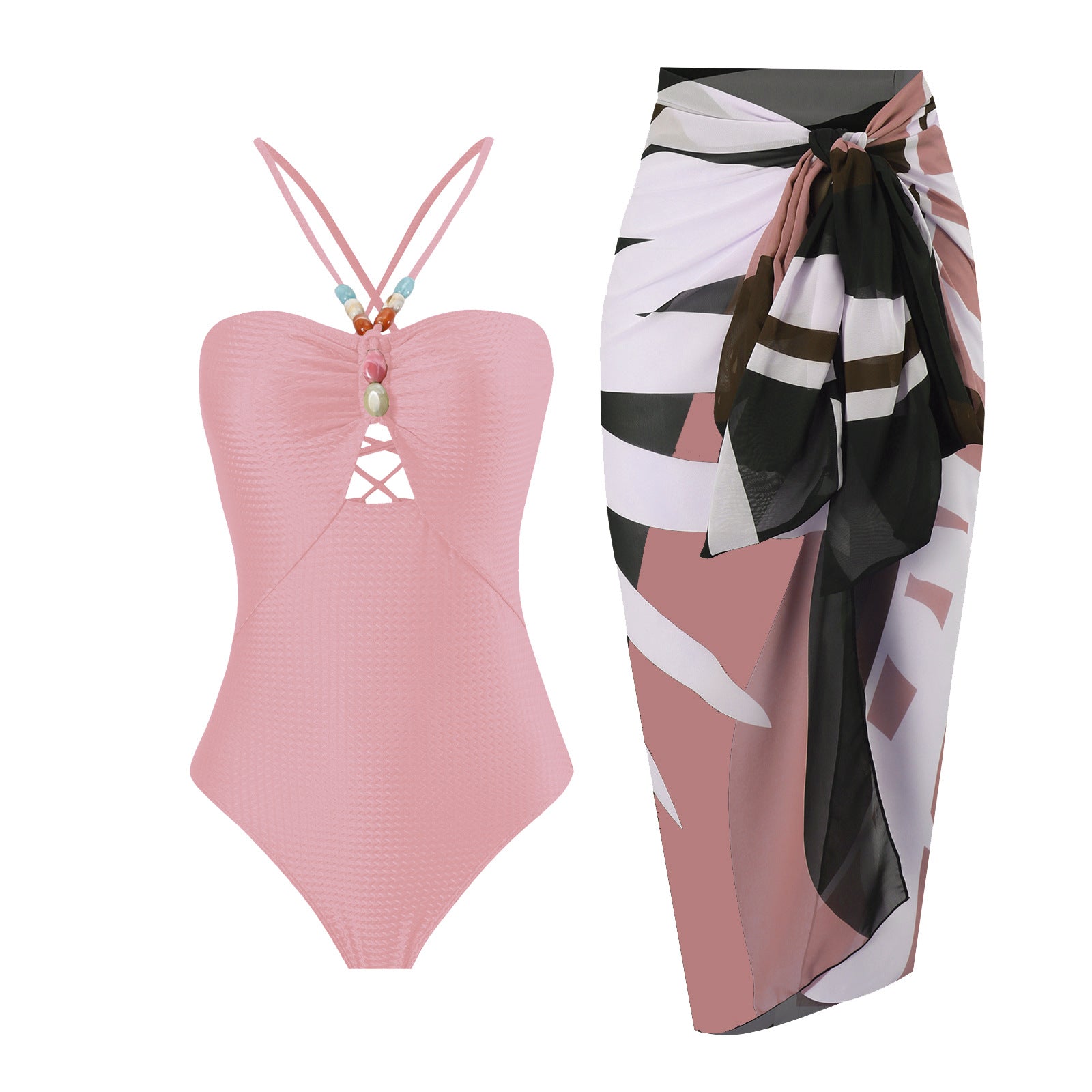 Arrival Solid Color One Piece Women Swimwear Suit French Retro Covering Belly Thin Swimming