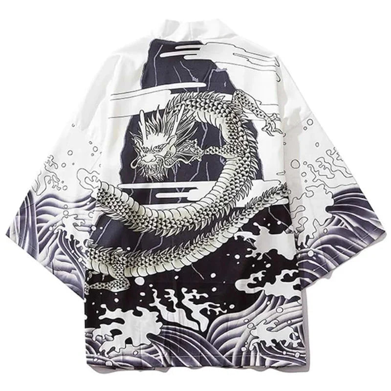 🐉 Summer Japanese Style Anime Dragon Print Haori Yukata