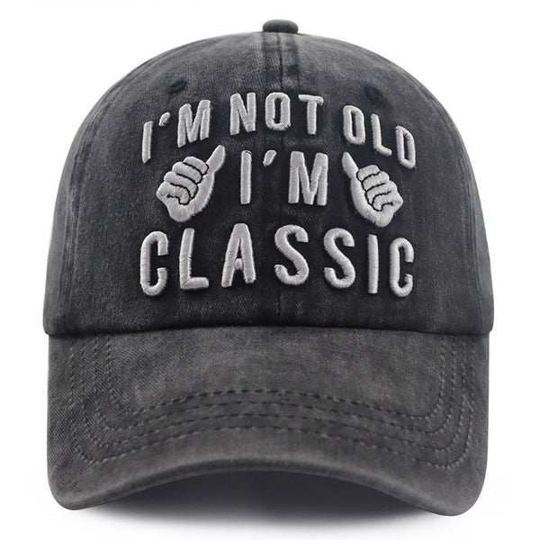 "I'm Not Old, I'm Classic" Embroidered Vintage Washed Baseball Cap – Funny Adjustable Hat