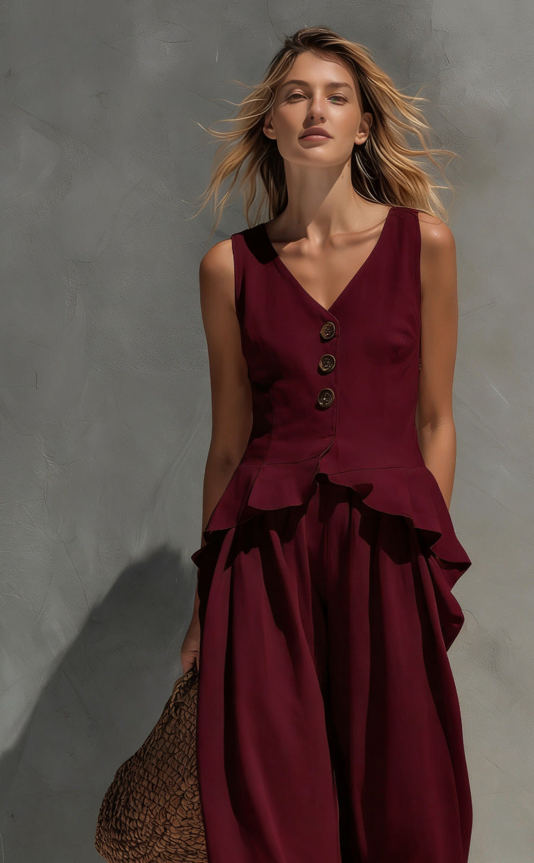 Women's Sleeveless Top & Wide-Leg Pants Two-Piece Set
