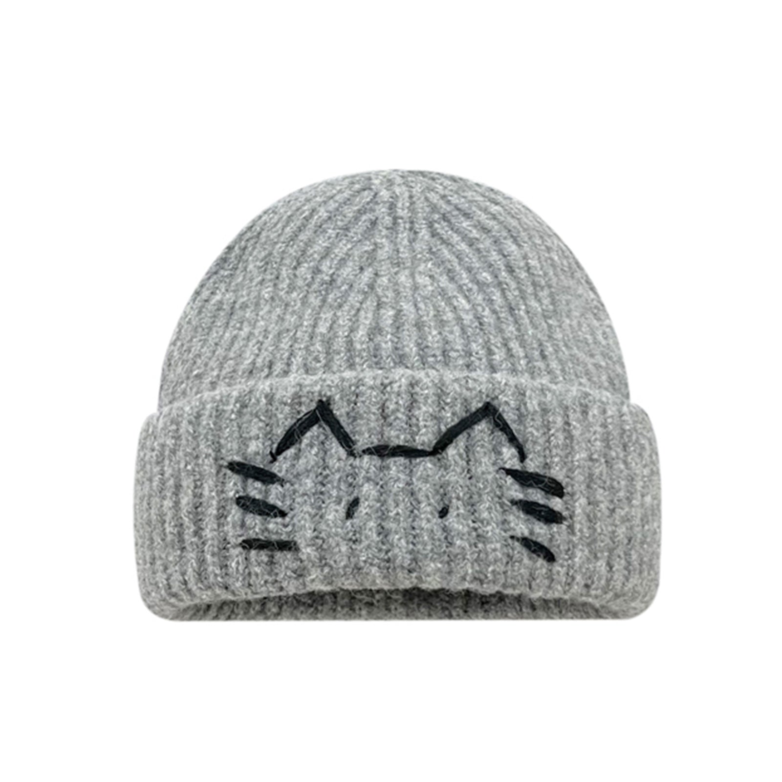 Women’s Cute Cat Line Design Knitted Hat – Warm Fall & Winter Beanie