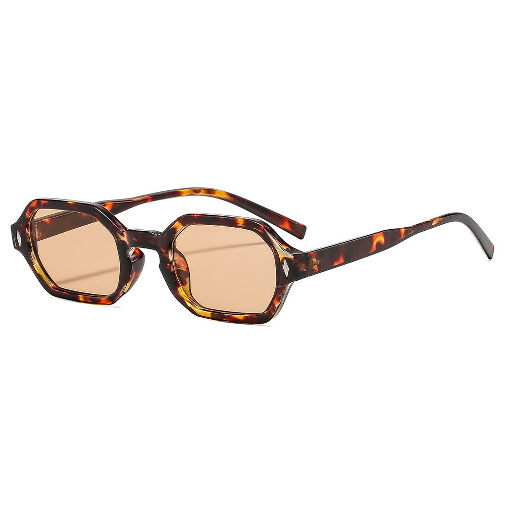 Polygonal Small-Frame Sunglasses – Hexagonal Unisex UV Protection