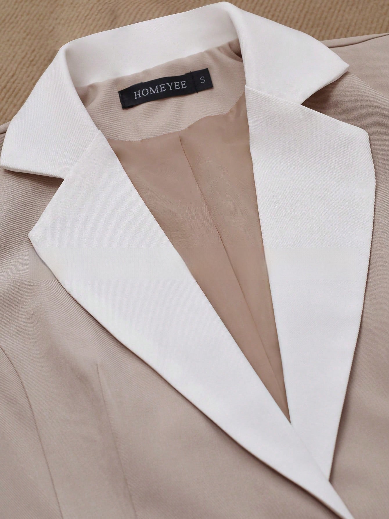 Women’s Contrasting Color Blazer – Elegant Button Formal Jacket