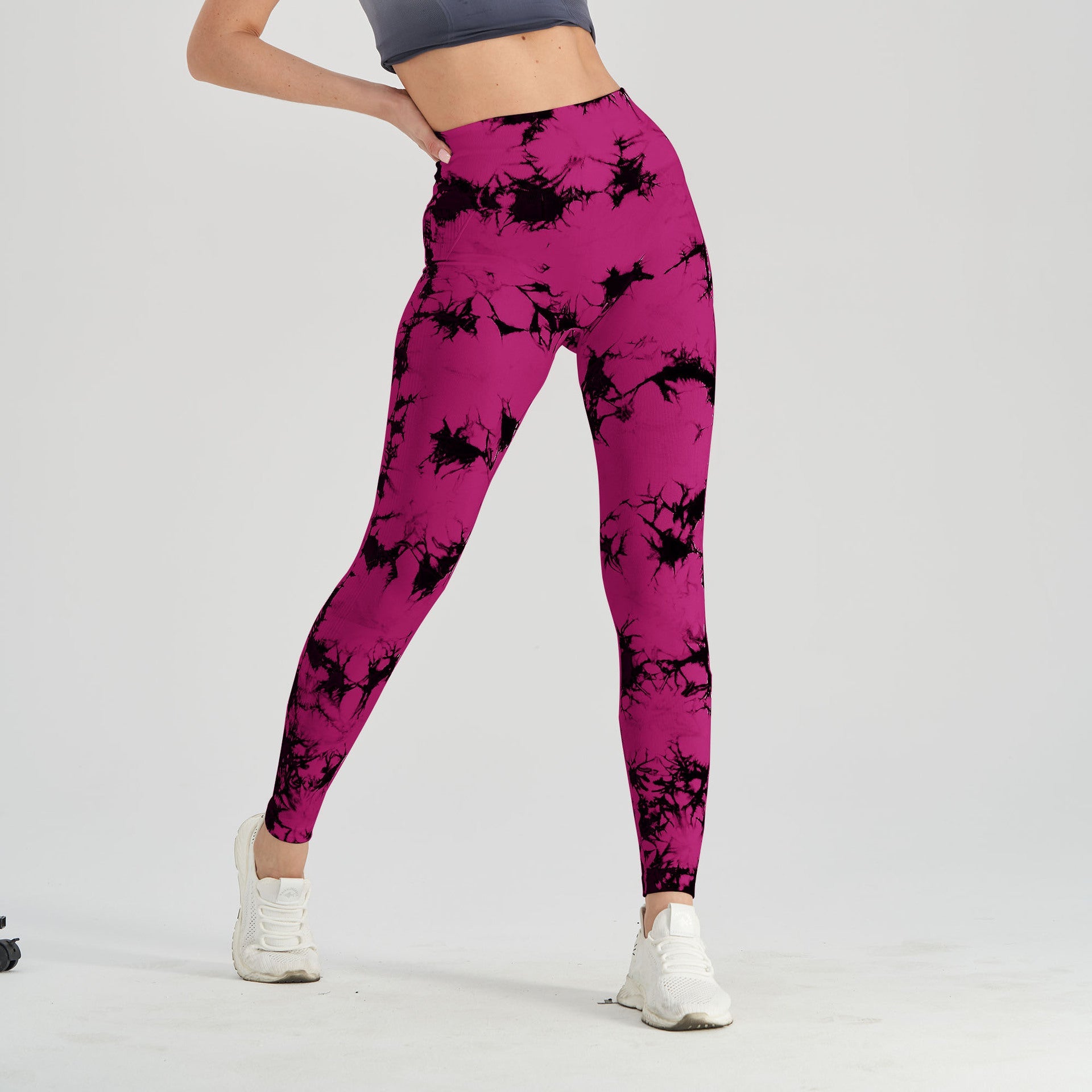 Women's Seamless Tie-Dye Yoga Pants – Knitted High-Waist Leggings