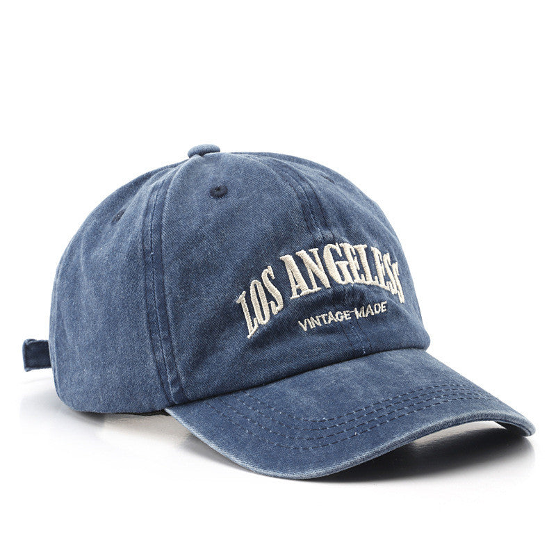 Distressed Satin Letter Embroidery Baseball Cap – Adjustable Unisex