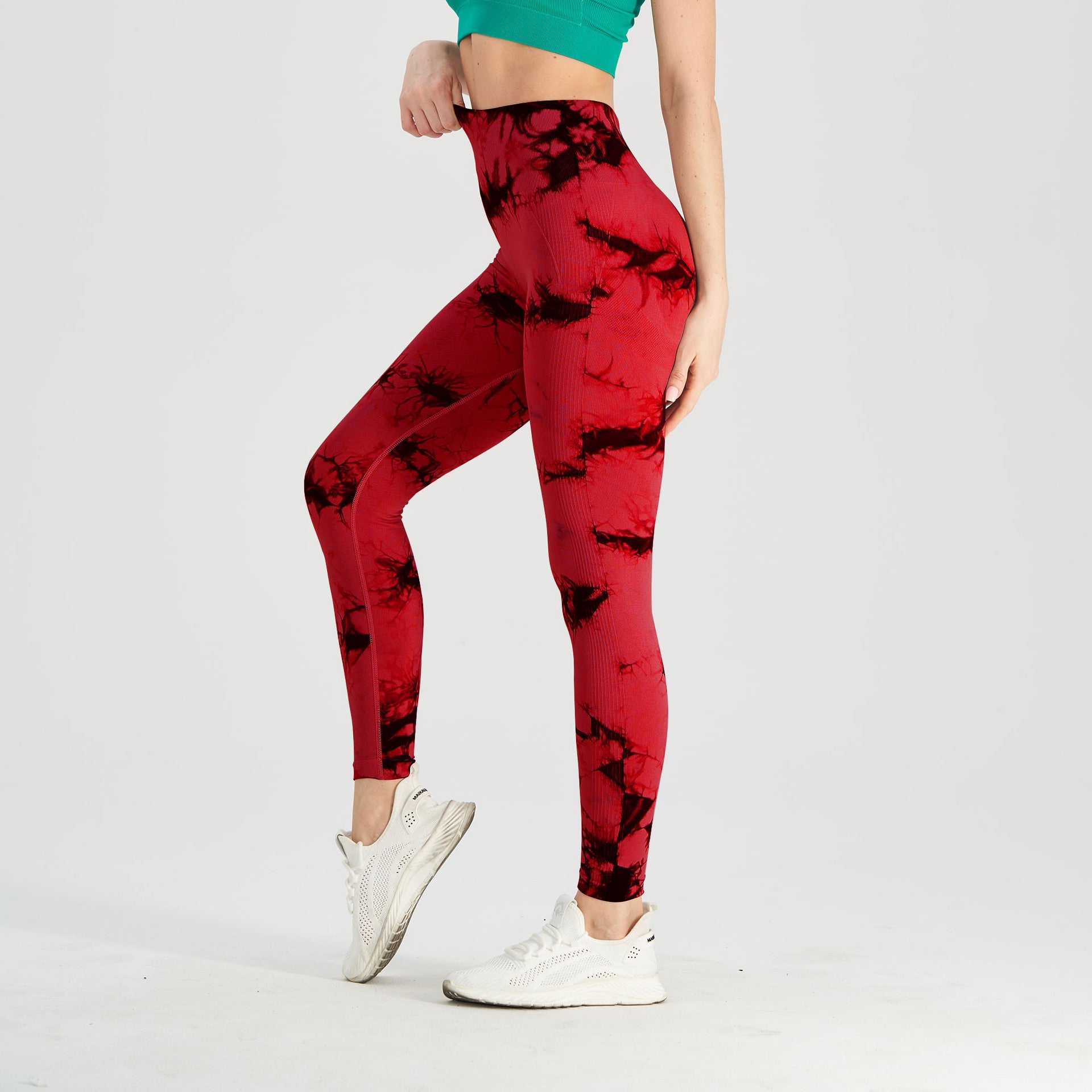Women's Seamless Tie-Dye Yoga Pants – Knitted High-Waist Leggings
