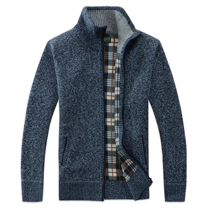 Men's Autumn Winter Fleece Hooded Jacket Slim Fit Casual Warm Coat