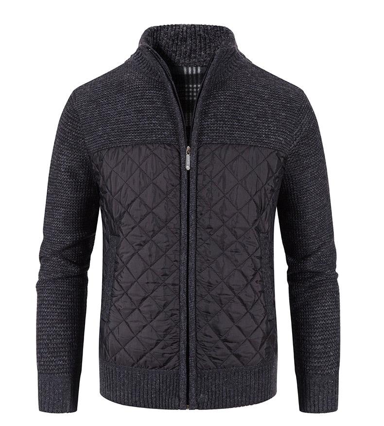 Men's Autumn Winter Fleece Hooded Jacket Slim Fit Casual Warm Coat