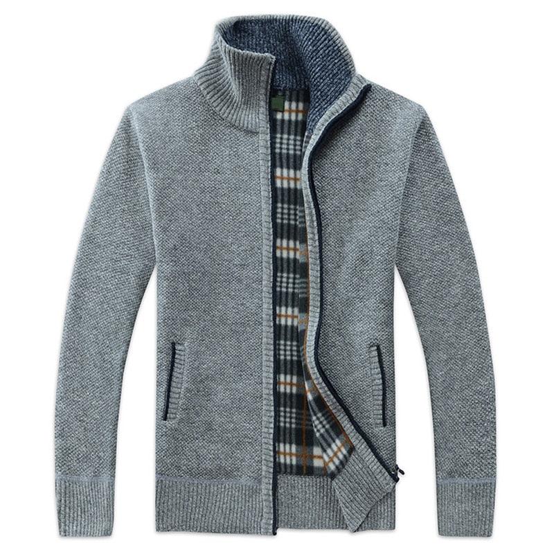 Men's Autumn Winter Fleece Hooded Jacket Slim Fit Casual Warm Coat