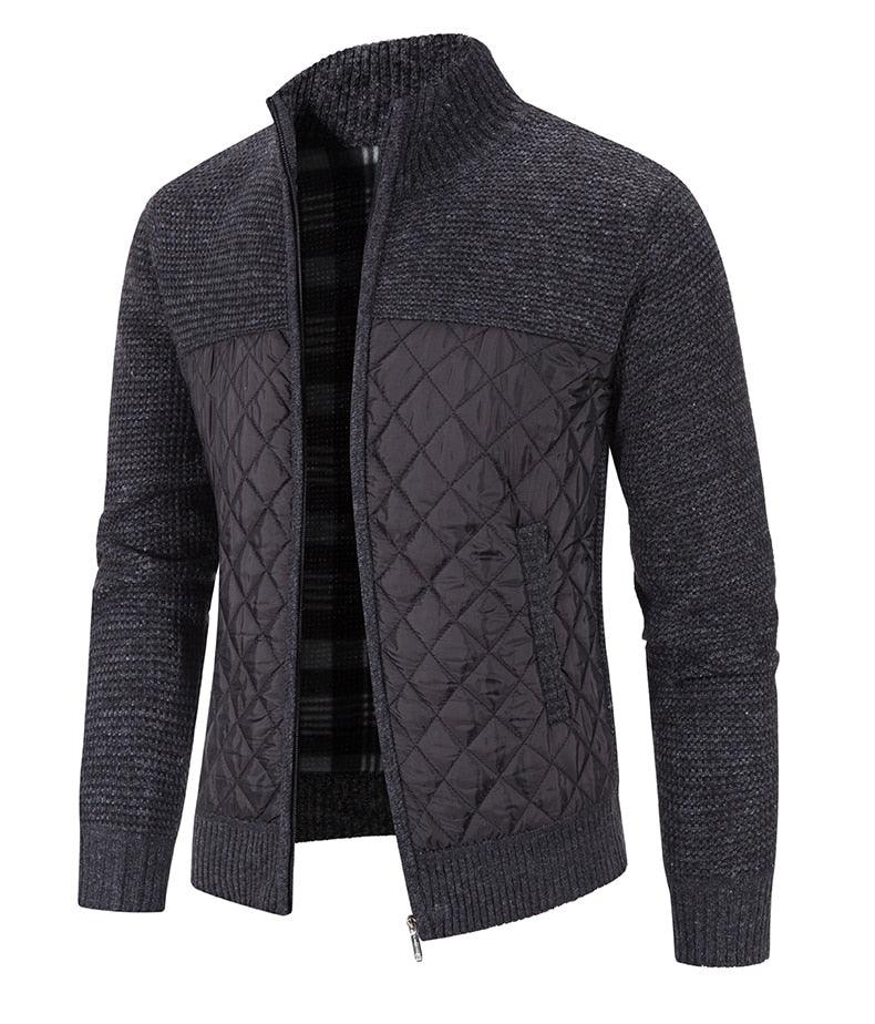 Men's Autumn Winter Fleece Hooded Jacket Slim Fit Casual Warm Coat
