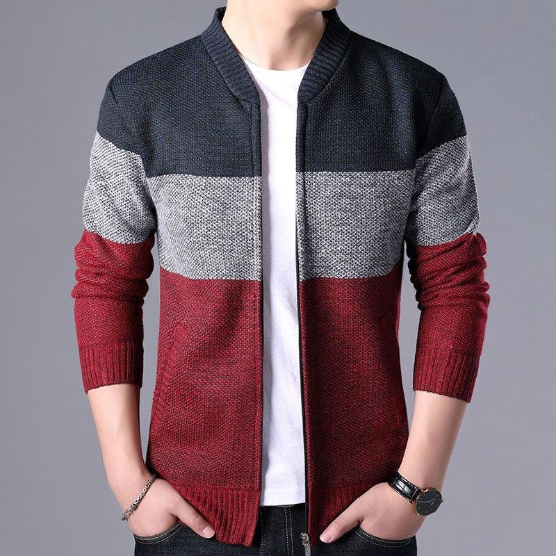 Men's Autumn Winter Fleece Hooded Jacket Slim Fit Casual Warm Coat