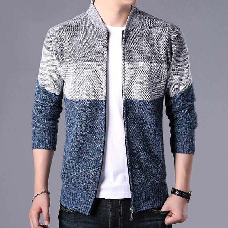 Men's Autumn Winter Fleece Hooded Jacket Slim Fit Casual Warm Coat